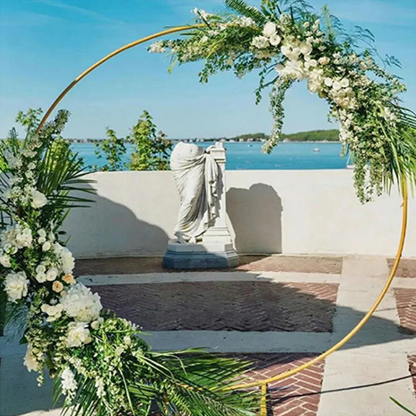 Arco De Globos Redondo Arco De Boda, Guirnalda De Globos Redondo, Soporte De Arco De Globo De Metal, Redondo para Fiesta Cumpleaños, Decoraciones para Bodas Y Eventos(White,1m)