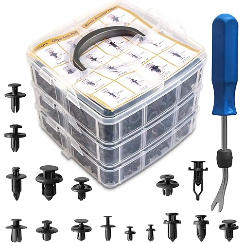 Car Retainer Clips 620PCS Plastic Fasteners Kit Fender Rivet Clips 16 Most Popular Sizes Auto Push Pin Rivets Kit with Fastener Remover for GM Ford Toyota Honda Chrysler
