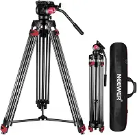 NEEWER Tripé de vídeo de 200 cm, tripé de câmera de liga de alumínio resistente com cabeça de arraste de fluido de 360°, placa QR compatível com Canon Nikon, Sony e outras câmeras