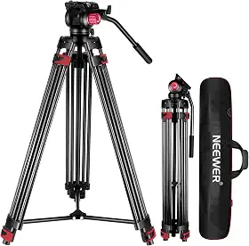 NEEWER Tripé de vídeo de 200 cm, tripé de câmera de liga de alumínio resistente com cabeça de arraste de fluido de 360°, placa QR compatível com Canon Nikon, Sony e outras câmeras