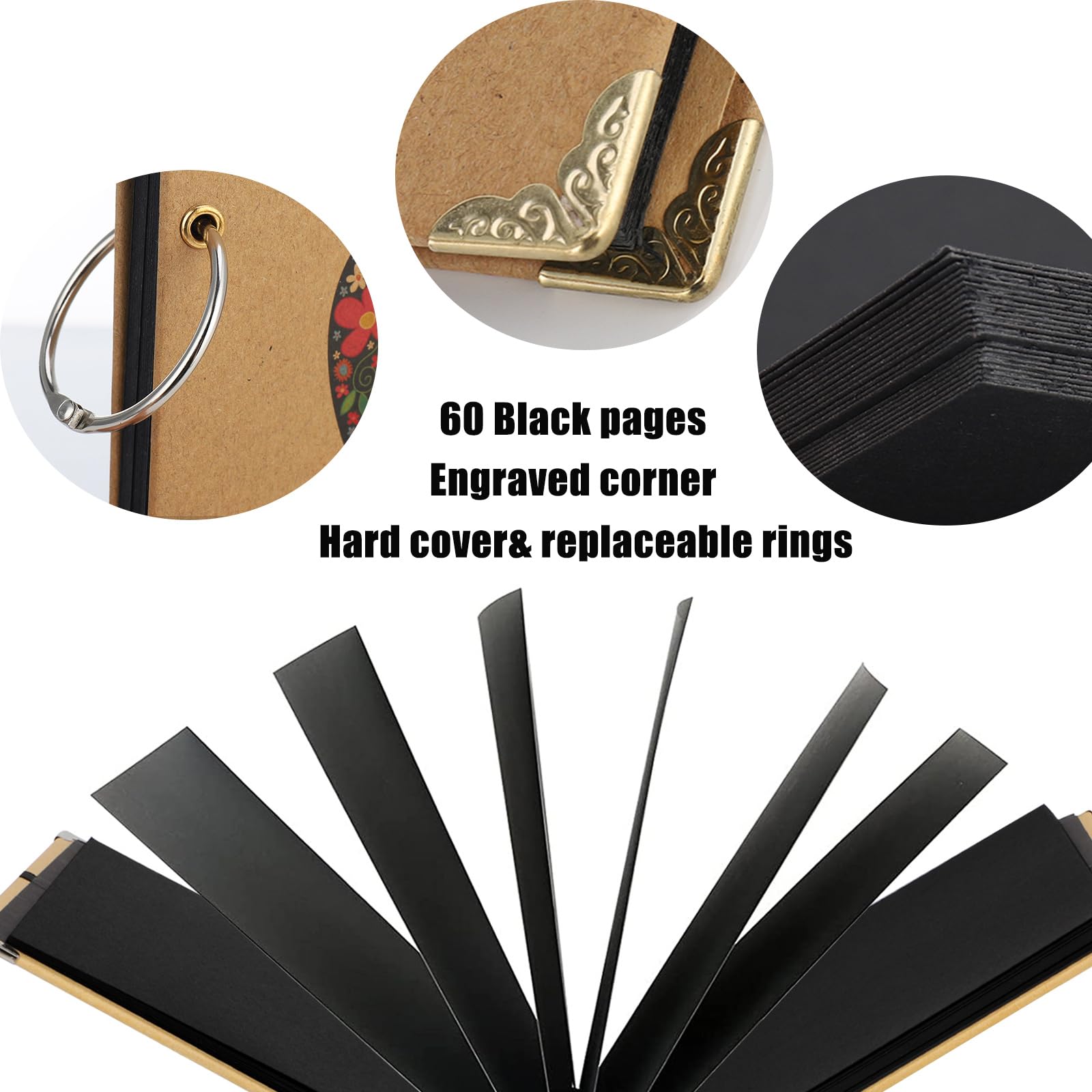 Album Foto Fisarmonica - Copertina Rigida In Lino, 34 Pagine Nere - Per Incollare Foto 8x5 Cm, Ideale Regalo - Foto 7