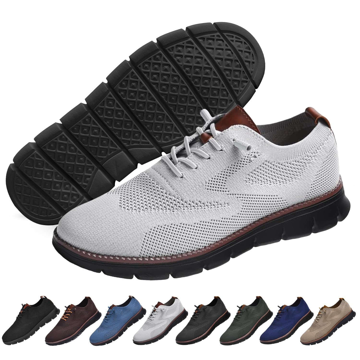 Men's Business Casual Shoes Breathable Loafers Lace-Up Lightweight Sneakers Walking Footwear Breeze Shoes Oxfords