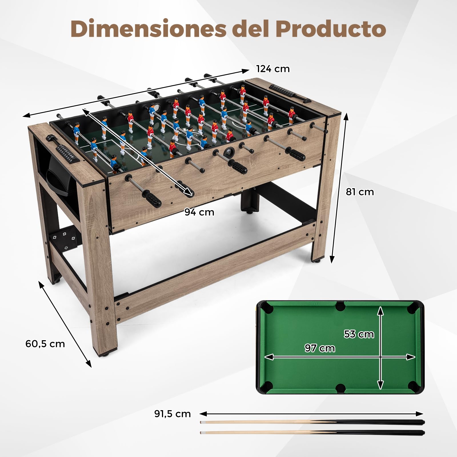 COSTWAY 2 en 1 Mesa Multijuegos Giratoria Futbolín y Billar para Adolescentes y Adultos