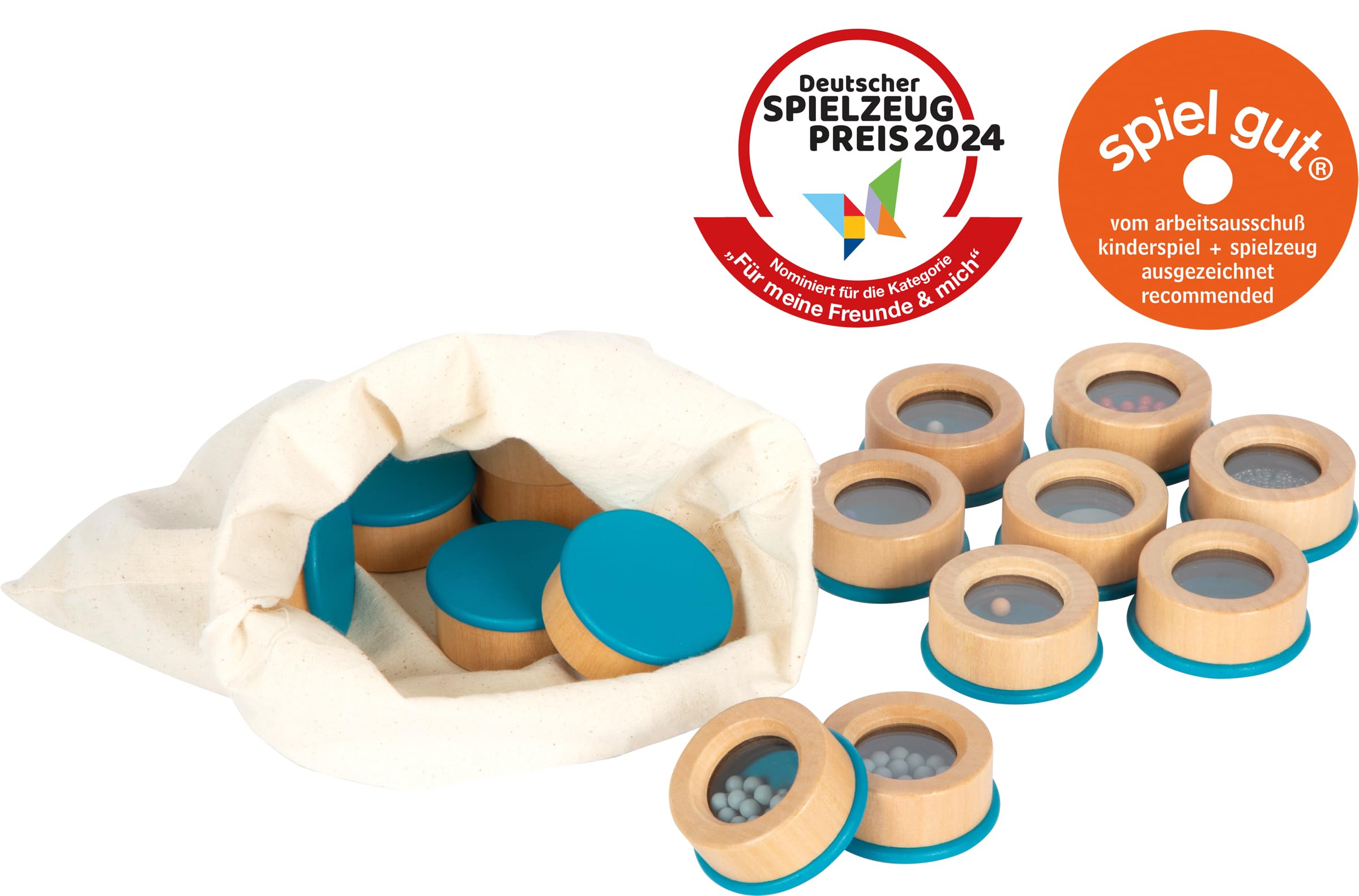 small foot Memo acústico Sensory, Juego sensorial, con 16 cajitas de Madera rellenas, a Partir de 3 años, 12468
