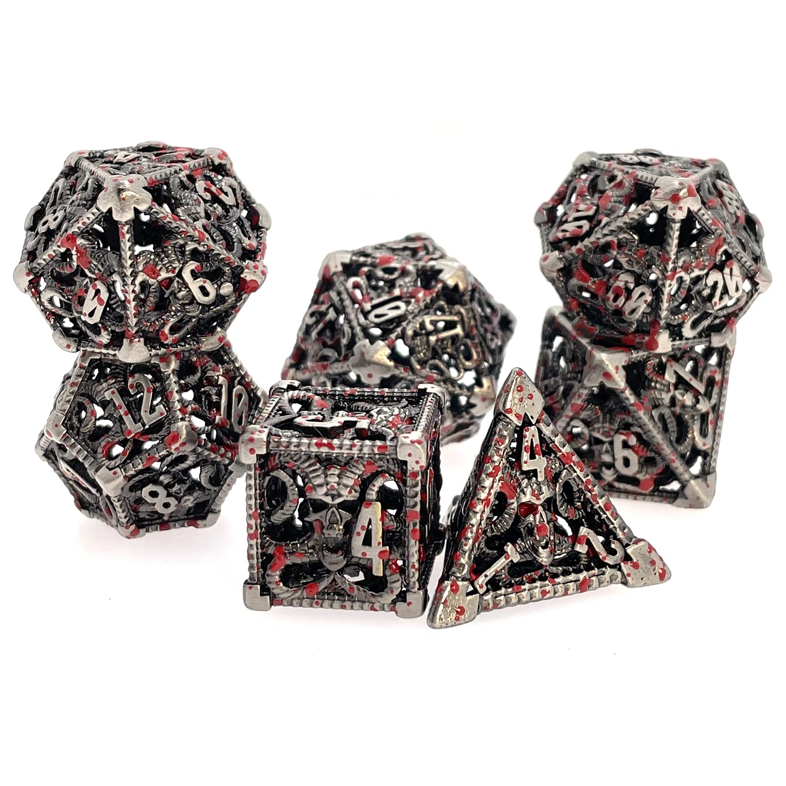 Juego De Dados Metálicos Poliédricos De 7 Piezas Con Bolsa De Almacenamiento Para D&D Y Otros Juegos De Rol - Aleación De Zinc, Ideal Para Dungeons & Dragons, Pathfinder Y Enseñanza