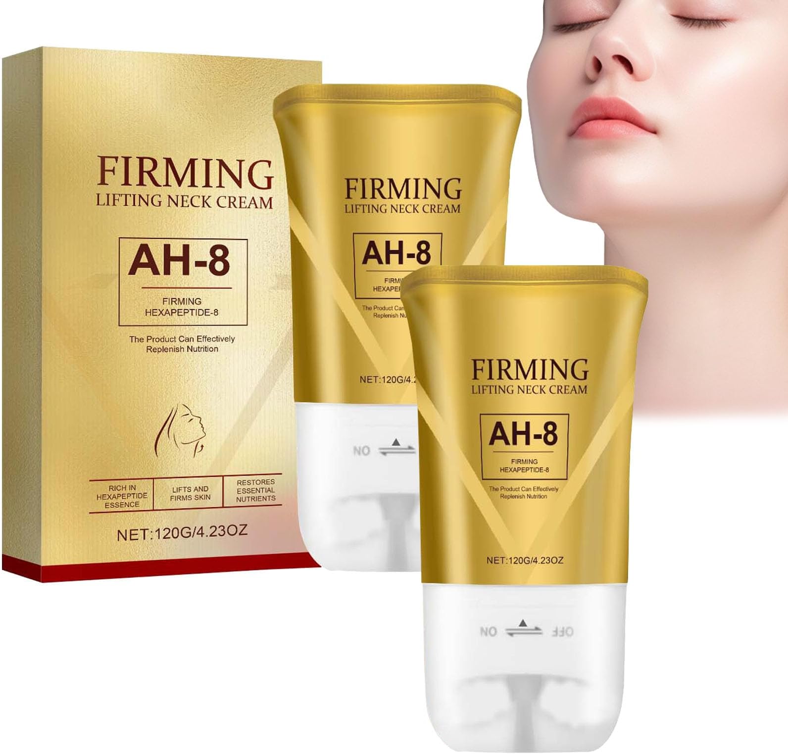 AH-8 Firming Neck Cream, Neck Roller for Tightening, Neck and Chest Firming Cream, Tightening Lifting Sagging Skin, for Crepey Skin Body Care Comfort, Moisturizing Smoothing Anti-Aging (2)