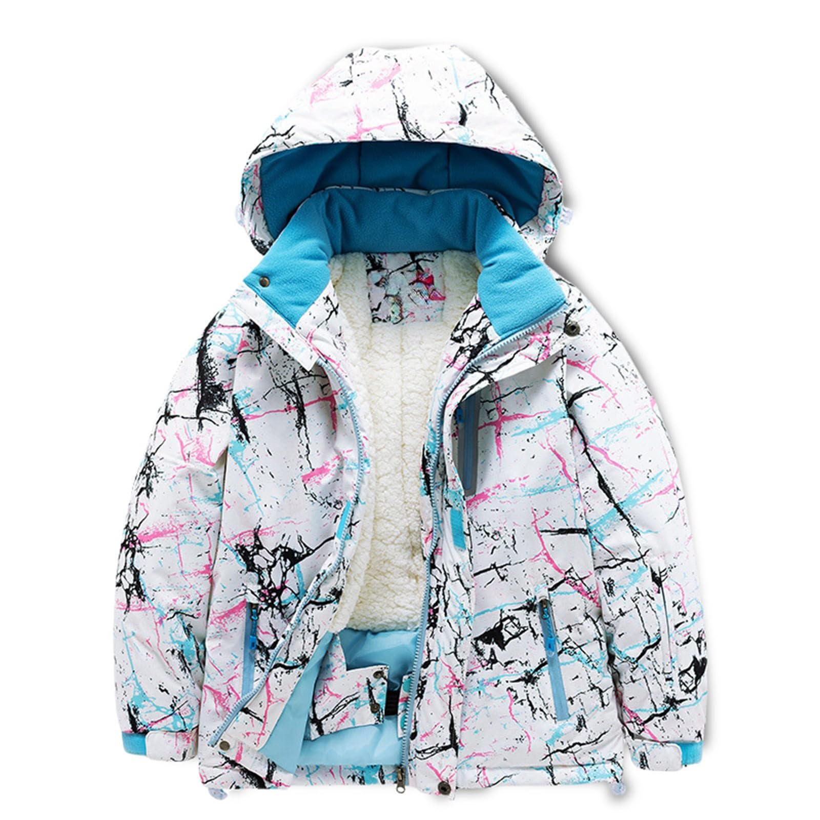 Generisch Schneeanzug Kinder Jungen Mädchen Skijacke Winter Wasserdicht Winddicht mit Mit Kapuze Und Schneefang Outdoor Regenjacke Fleecejacke Wasserdichte Skijacke Kinder Winddichte Schneejacke