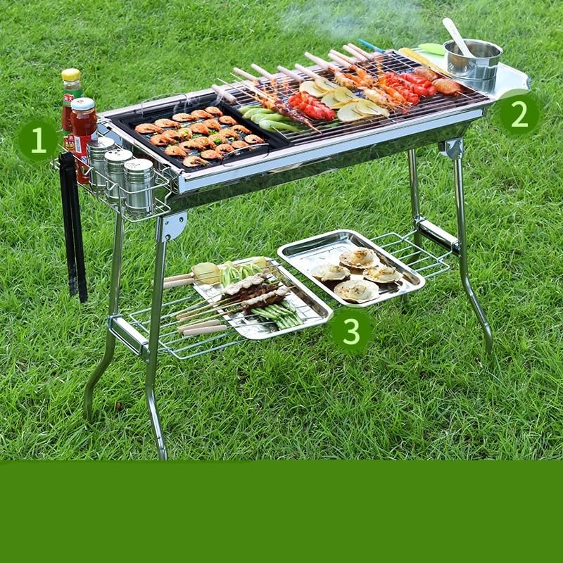 Grill węglowy Duży grill do smażenia i grillowania w gospodarstwie domowym Dwufunkcyjny grill do grillowania Składany grill na zewnątrz Grill Outdoorowy