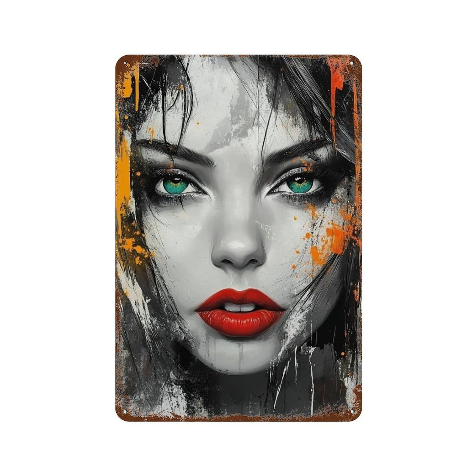 YHGERTKU Contemporary Graffiti Female Face 03 Wall Art Retro Iron Vintage Metal Tin Sign Poster Modern Decor for Living Rooms Gift 30x20cm