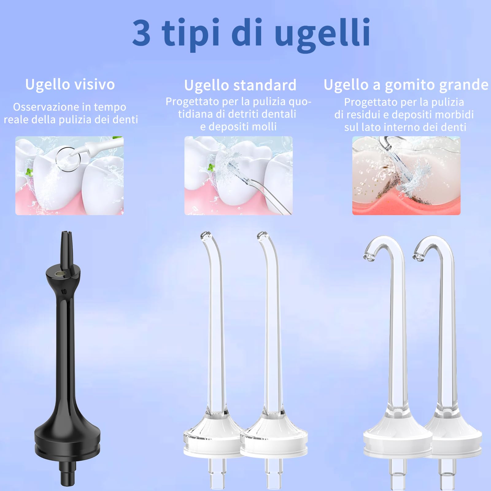 Visivo Irrigatore Orale Senza Fili, Idropulsore Dentale ad Acqua con Irrigatore Orale Dentale Ricaricabile Impermeabile IPX7 per Viaggi a Casa (Nero)