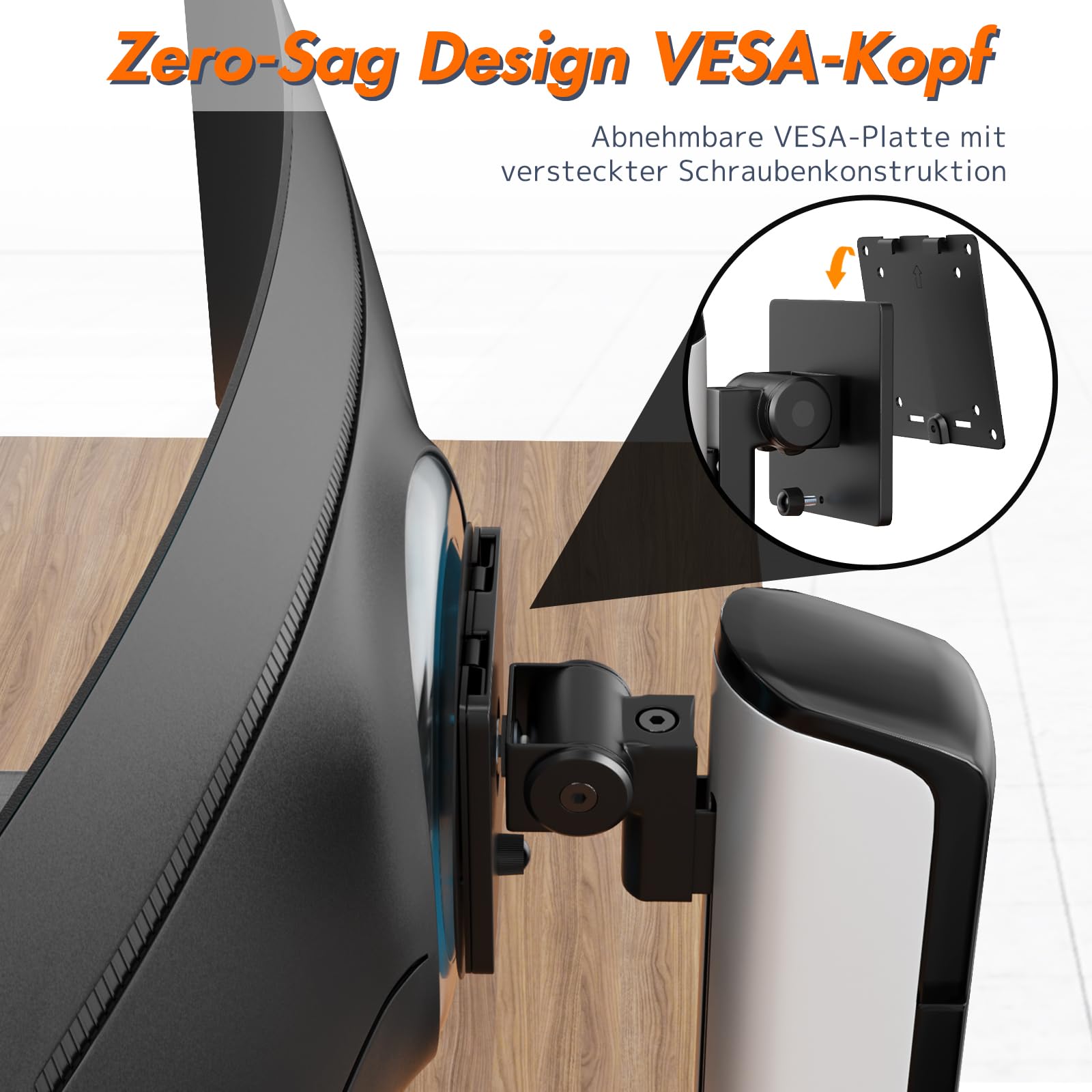 PUTORSEN Freistehender Monitorständer für 17-49 Zoll Bildschirm bis zu 18 kg,Ultra-breiter Monitor Halterung 1 Monitor,Stufenlose Höhenverstellung Schwenkbar Neigbar,VESA 75/100mm