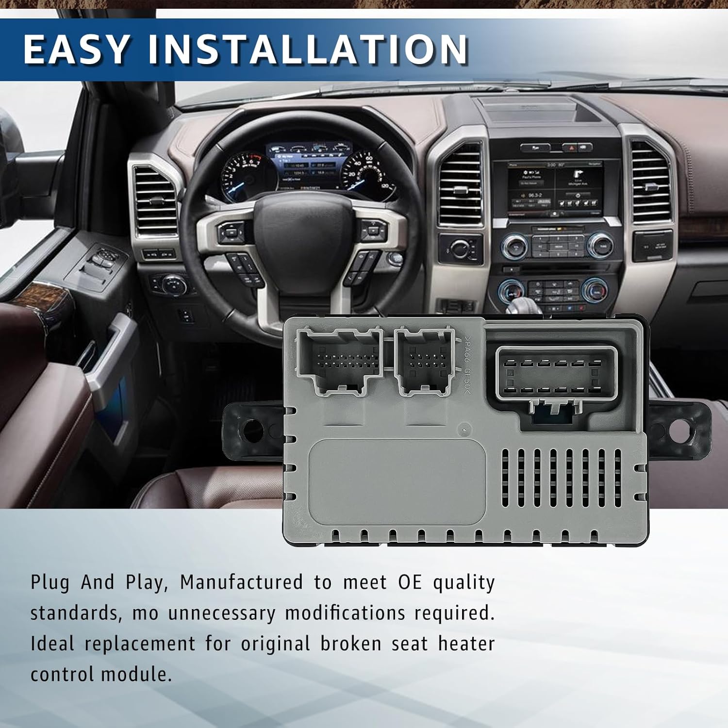 601-704 Seat Heater Control Module w/Pigtail Kit Compatible with Ford Edge Explorer F-150 F-250 F-350 Replacement for Lincoln MKS MKZ MKT BU5Z14C724A