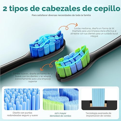 Miniatura 5 de COSLUS Cepillo de dientes eléctrico C30 para adultos: 3 intensidades y 5 modos personalizados para una sensación efectiva pero suave ultra limpia, 2