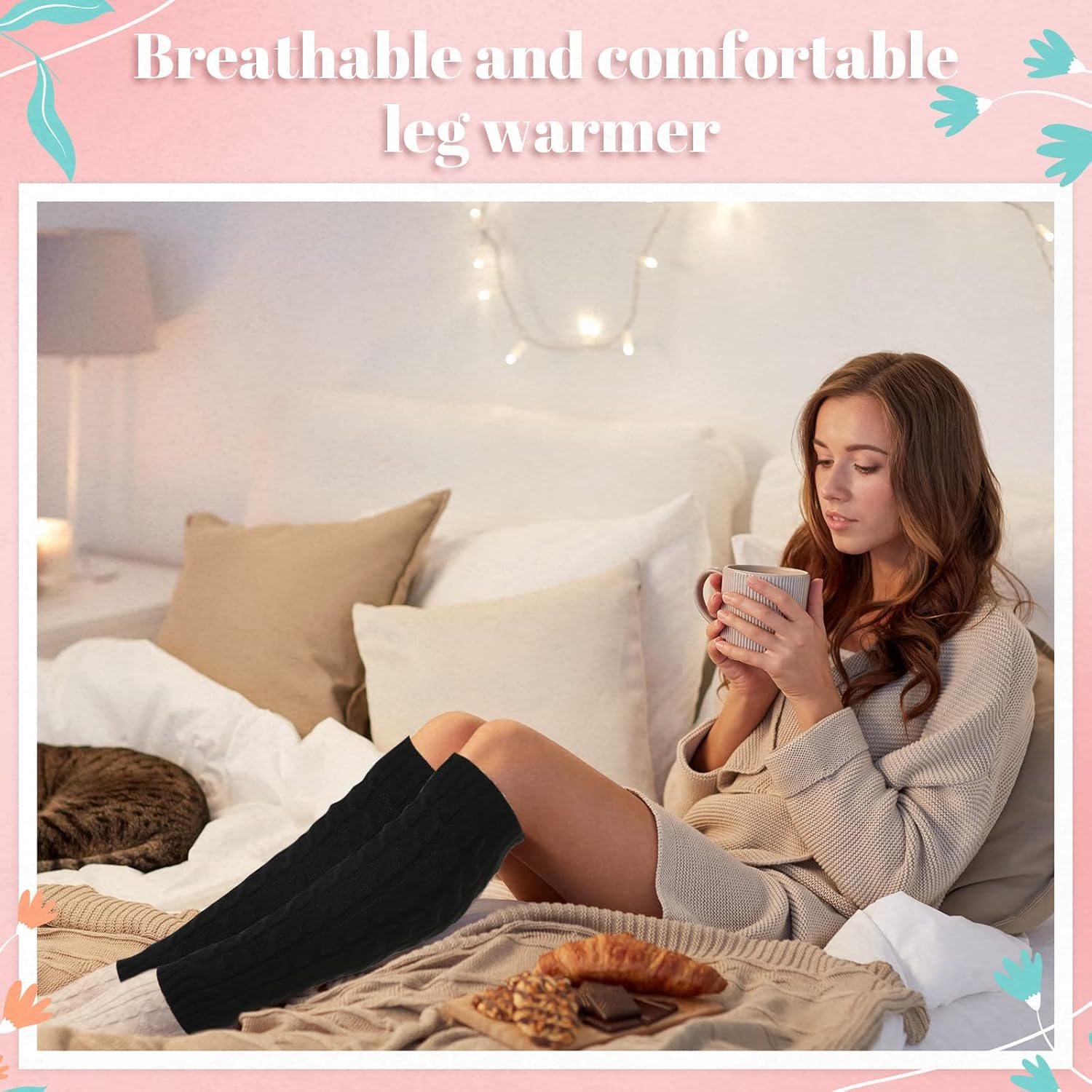 SATINIOR Syhood 4 Pairs Cable Knit Leg Warmers Women Winter Knitted Crochet Knee Boot Stockings Cuffs Long Legging Socks - Image 6