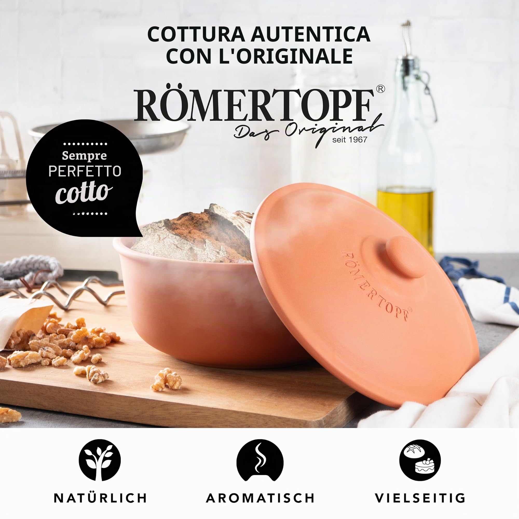 Römertopf Pentola per Pane in Terracotta Ø 23 cm, Terracotta