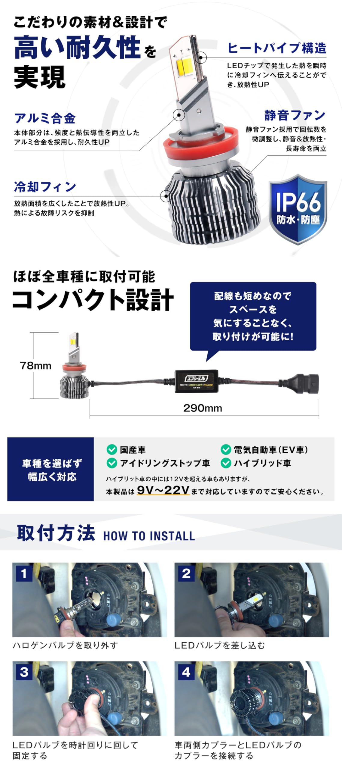 Amazon | fcl.(エフシーエル) hb4 フォグランプ led 3色切り替え