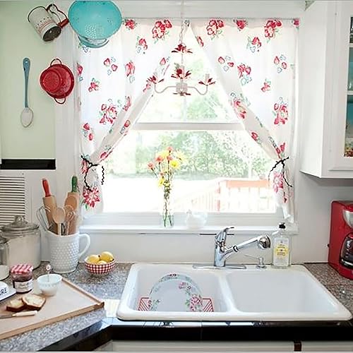 Miniatura 3 de Paquete de 2 barras de cortina blancas para café de 16 a 24 pulgadas y 4 ganchos autoadhesivos transparentes