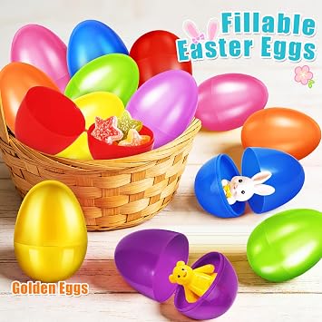 AuroTops 61 Pcs Plastic Easter Eggs Bulk,2.3 60 Colorful Empty Easter Eggs
