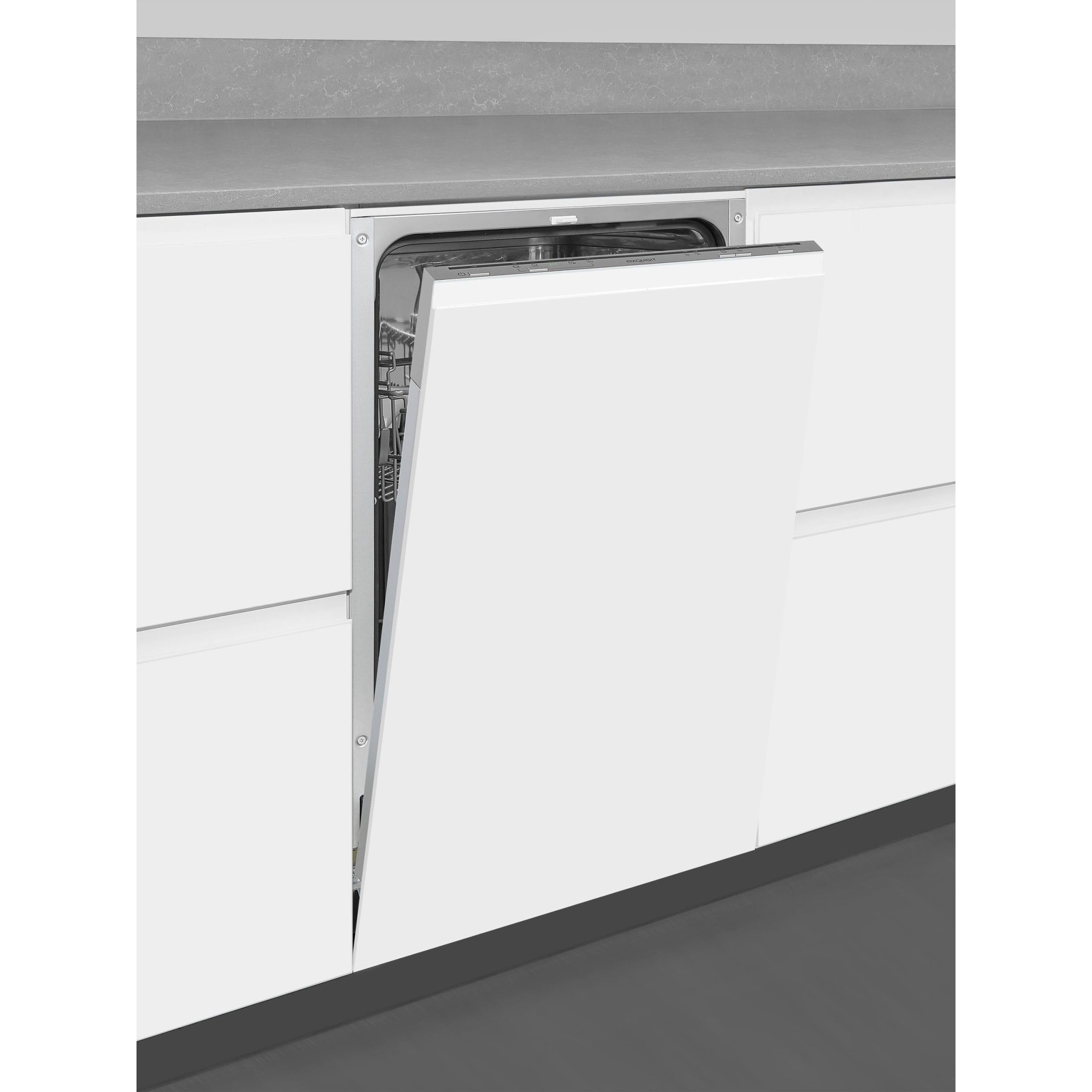 Exquisit® Lavavajillas 45Cm, Clase E, Interior Inox, 9 Servicios, 5 Programas, Inicio Diferido, Función Media Carga, Cesto Regulable, Consumo 70 kWh/100ciclos, Medidas 81,5x44,8x55 Cm.