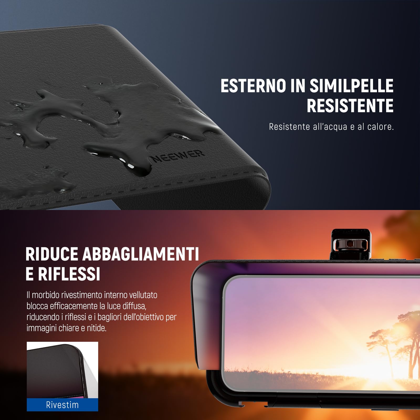 NEEWER Parasole Compatibile con iPhone 16 Pro Max Phone Cage (PA074) Solo, Paraluce Magnetico a Sgancio Rapido Antiriflesso Visiera Riflettente per Vlogging all'Aperto Fotografia Mobile, PA094
