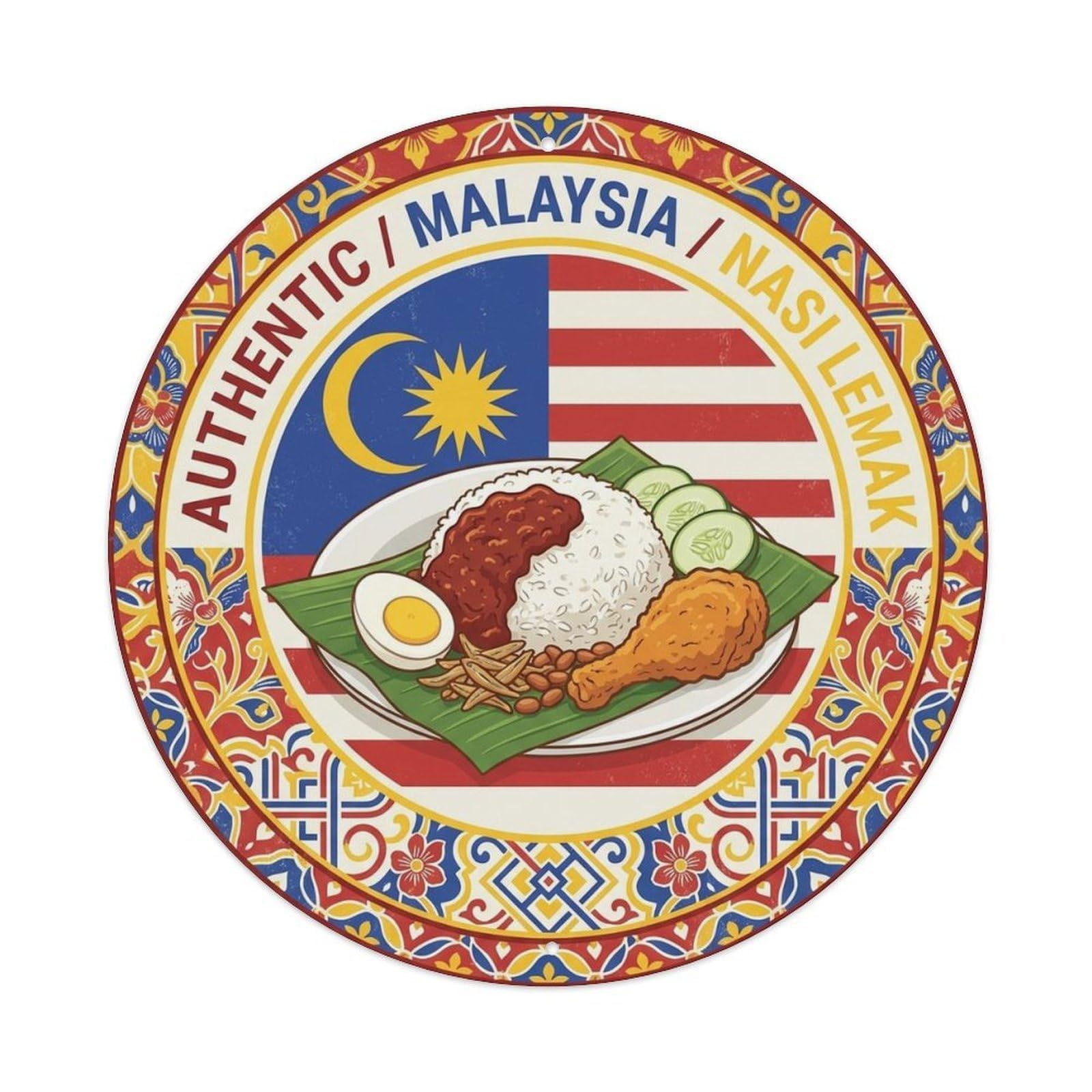Malaysia Travel Nasi Lemak Malaysian Rice Dish Cuisine Metal Tin Sign