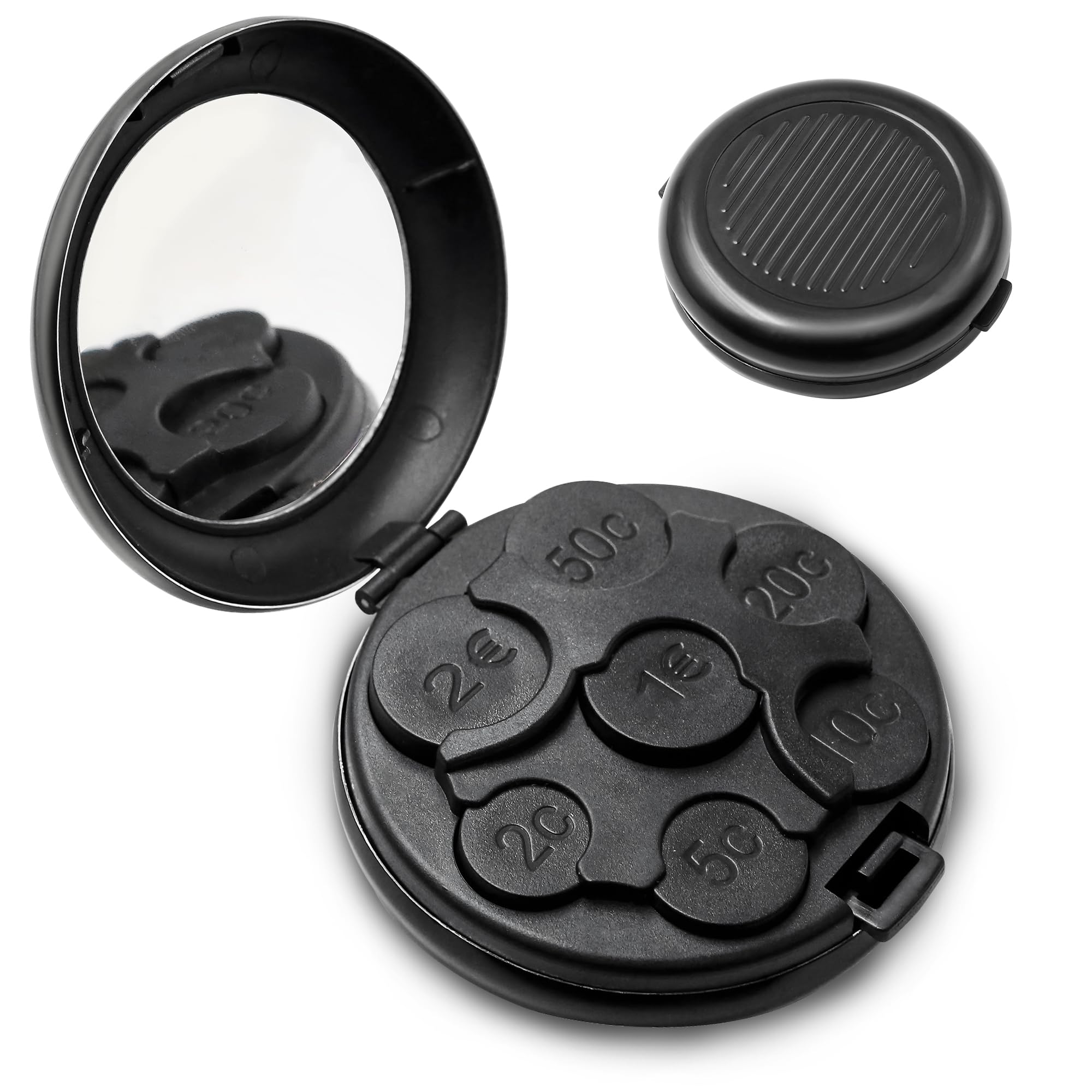 aeloer Coin Organizer, Portable Coin Organizer for Car with Mirror, Coin Case Holder for Storage, Pocket Coin Changer Dispenser, Compact Coin Holders(