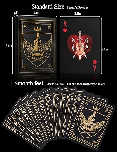 Vista 18 de ACELION Cartas de juego impermeables, cartas de plástico, baraja de cartas, tarjetas de póquer de regalo (negro)