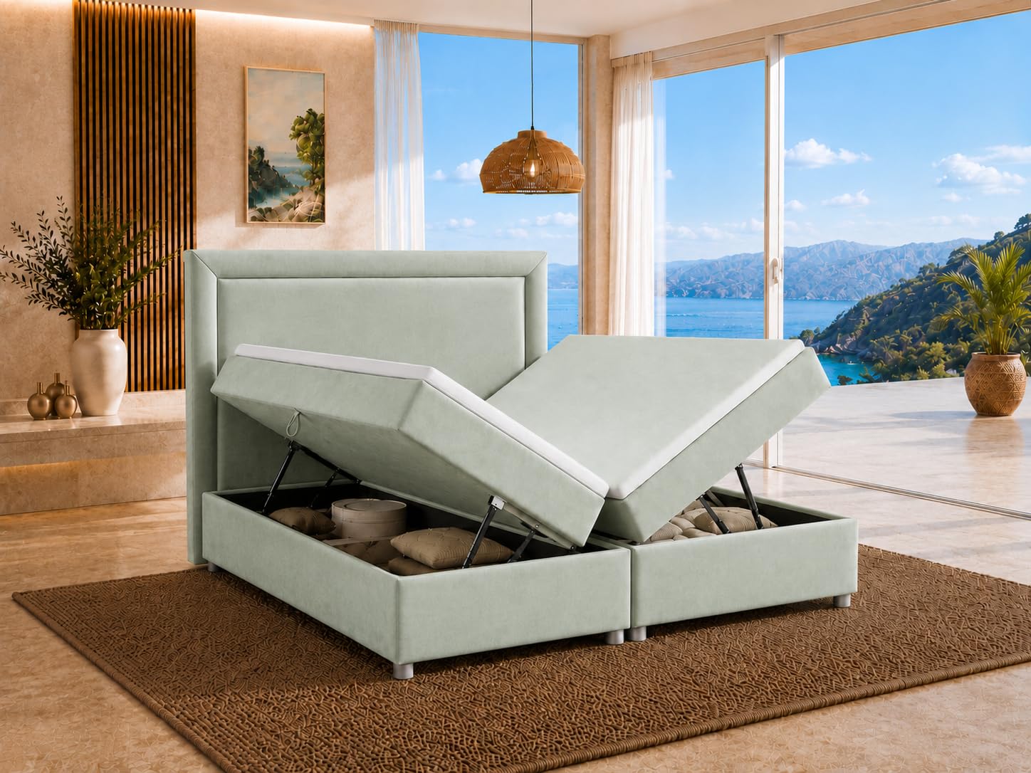 Trinity K-3 Boxspringbett 180x200 cm mit Topper und Stauraum