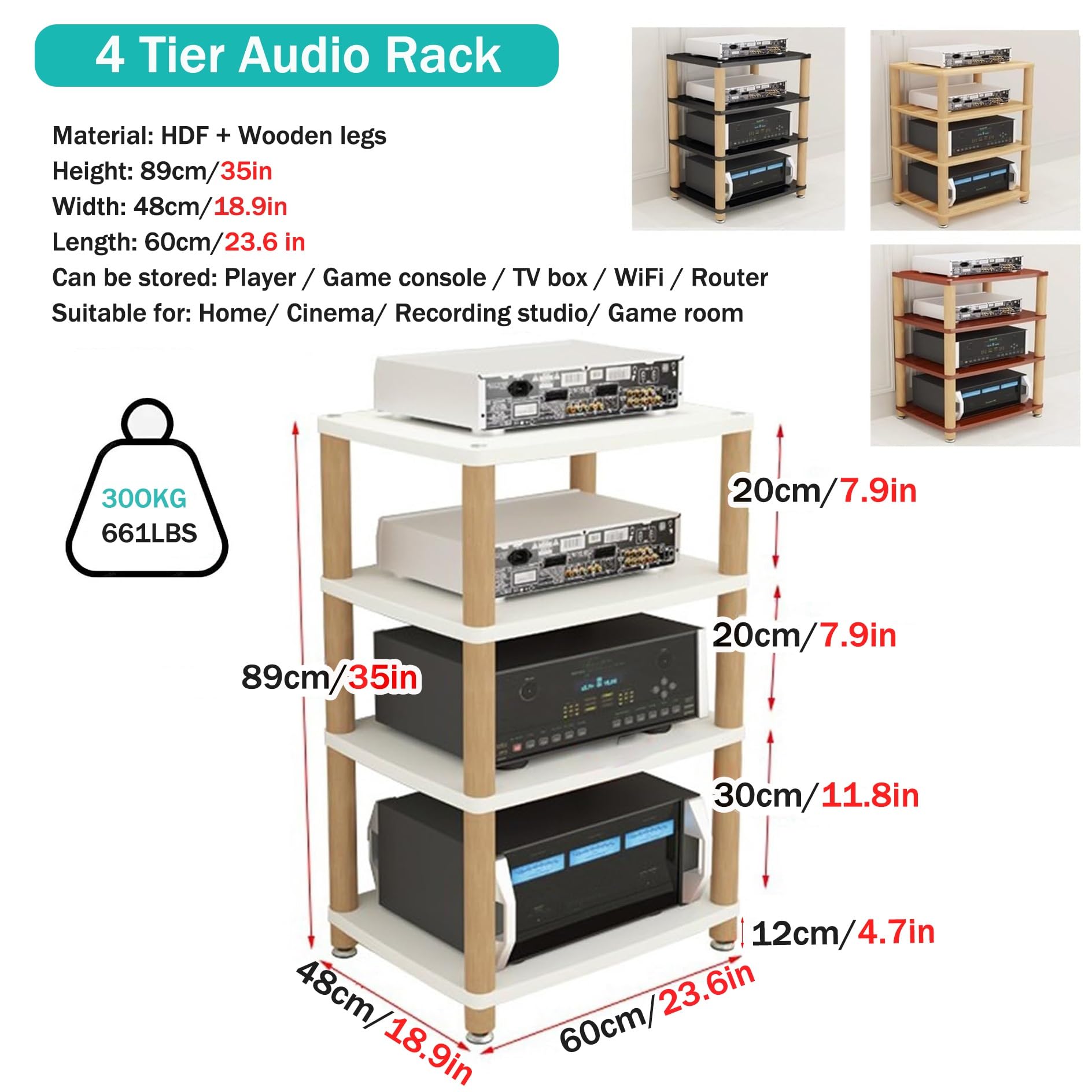 Mobile TV angolare in Legno a 2/3/4 Ripiani, Centro di intrattenimento, scaffale AV per Console di Videogiochi, HiFi, Porta Dvd, Giradischi, Soluzione di archiviazione per Soggiorno