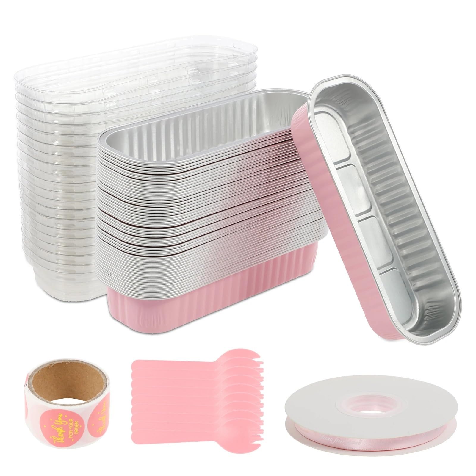 Moldes para hornear 50 mini moldes rectangulares de aluminio for hornear pan, pasteles, asar y
