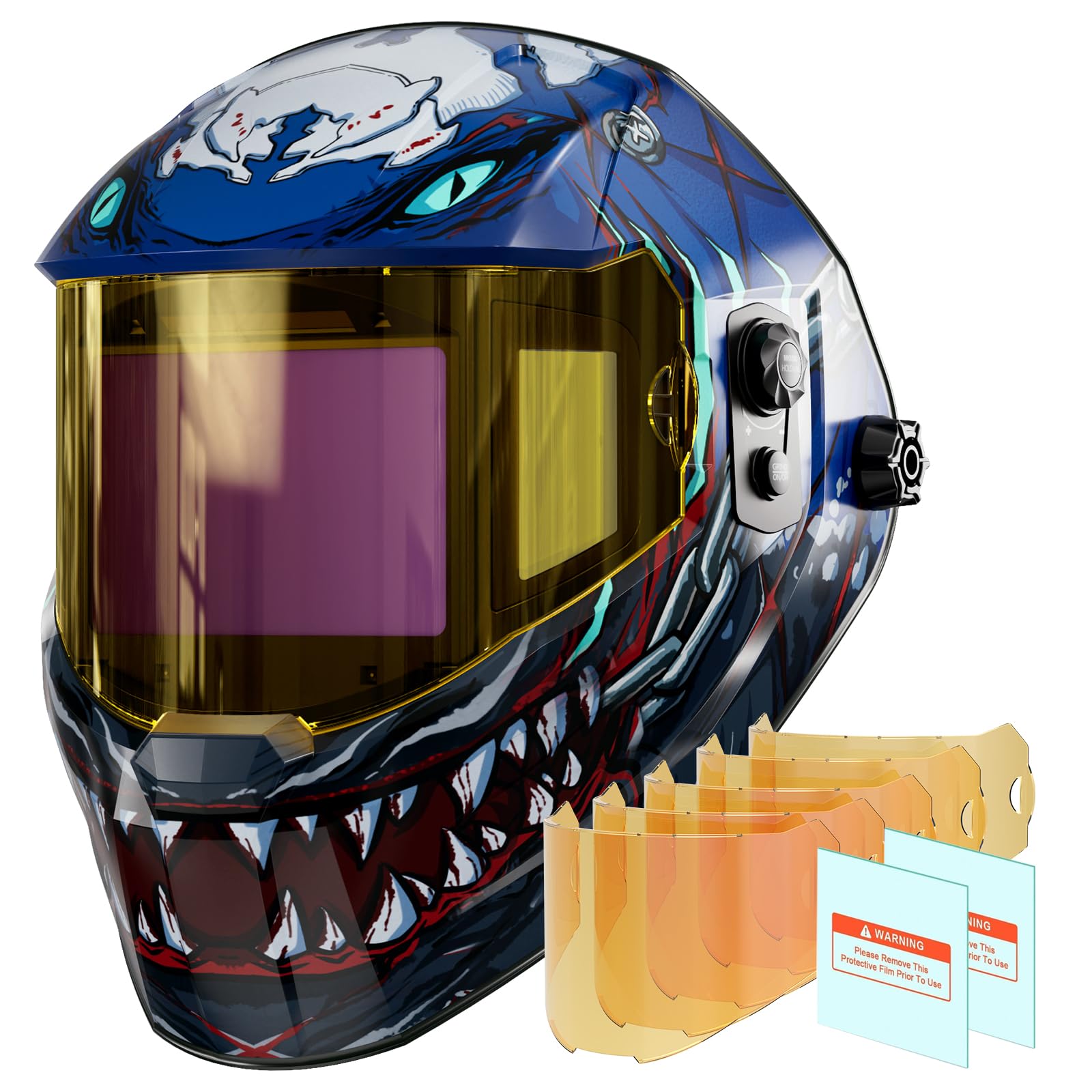 ANDELI Digital Auto-Darkening Schweißhelm | 18,3 x 8,1 cm Panorama Sichtfeld + True Color | USB-C Schnellladung | DIN16 UV/IR Schutz | Für MIG/MAG, WIG, E-Hand, Schleifen, Schneiden with Schutzscheibe