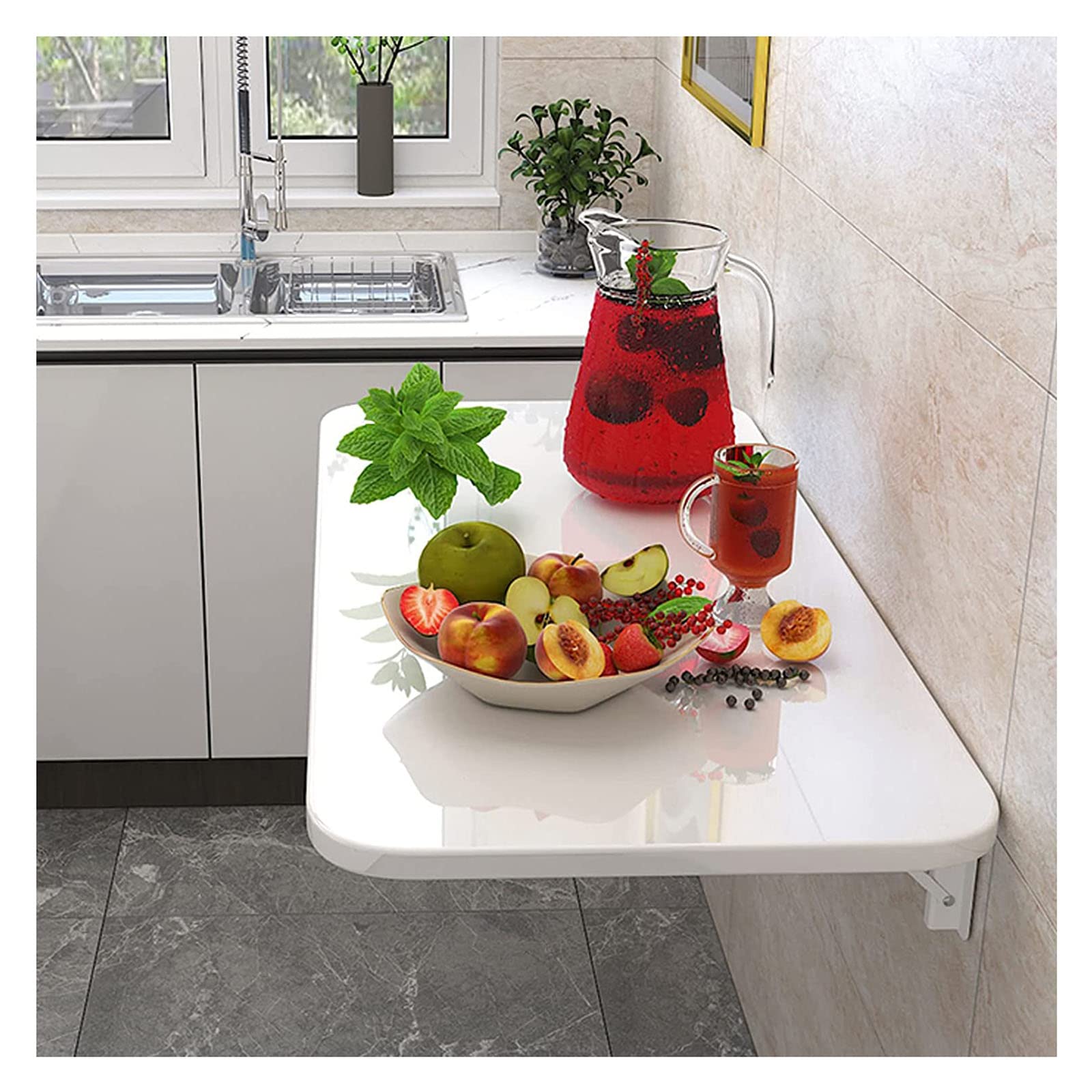 Floating Wall Mounted Desk Fold Down Table for Small Spaces Ideal Laundry Room Study or Bedroom 70x40cm/28x16in White