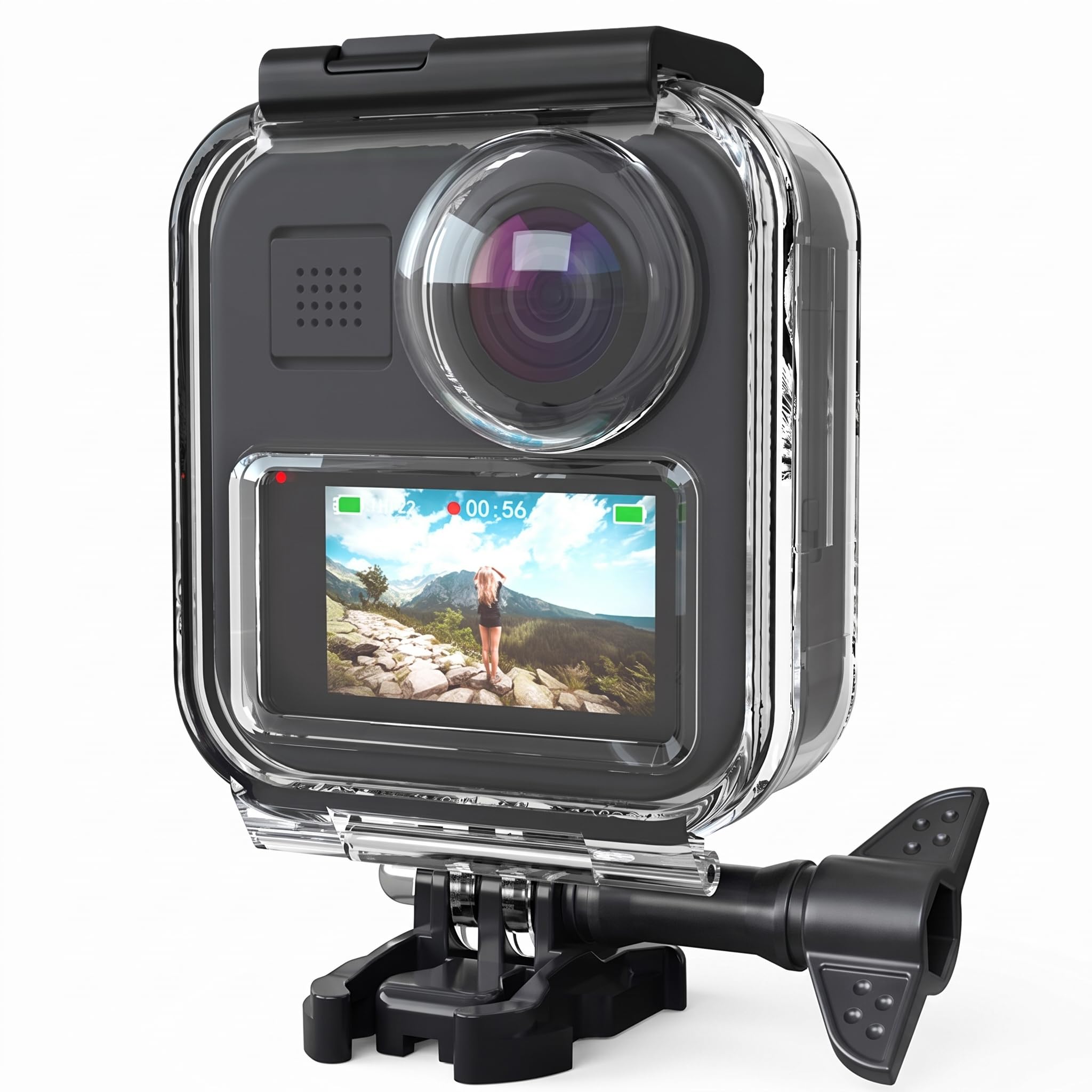 Wasserdichtes Gehäuse für Go Pro Panorama Action Kamera, Unterwasser Tauchschutzhülle, 20 M Tiefes, Wasserdichtes Touch Gehäuse mit Objektivschutzabdeckung, Antibeschlag