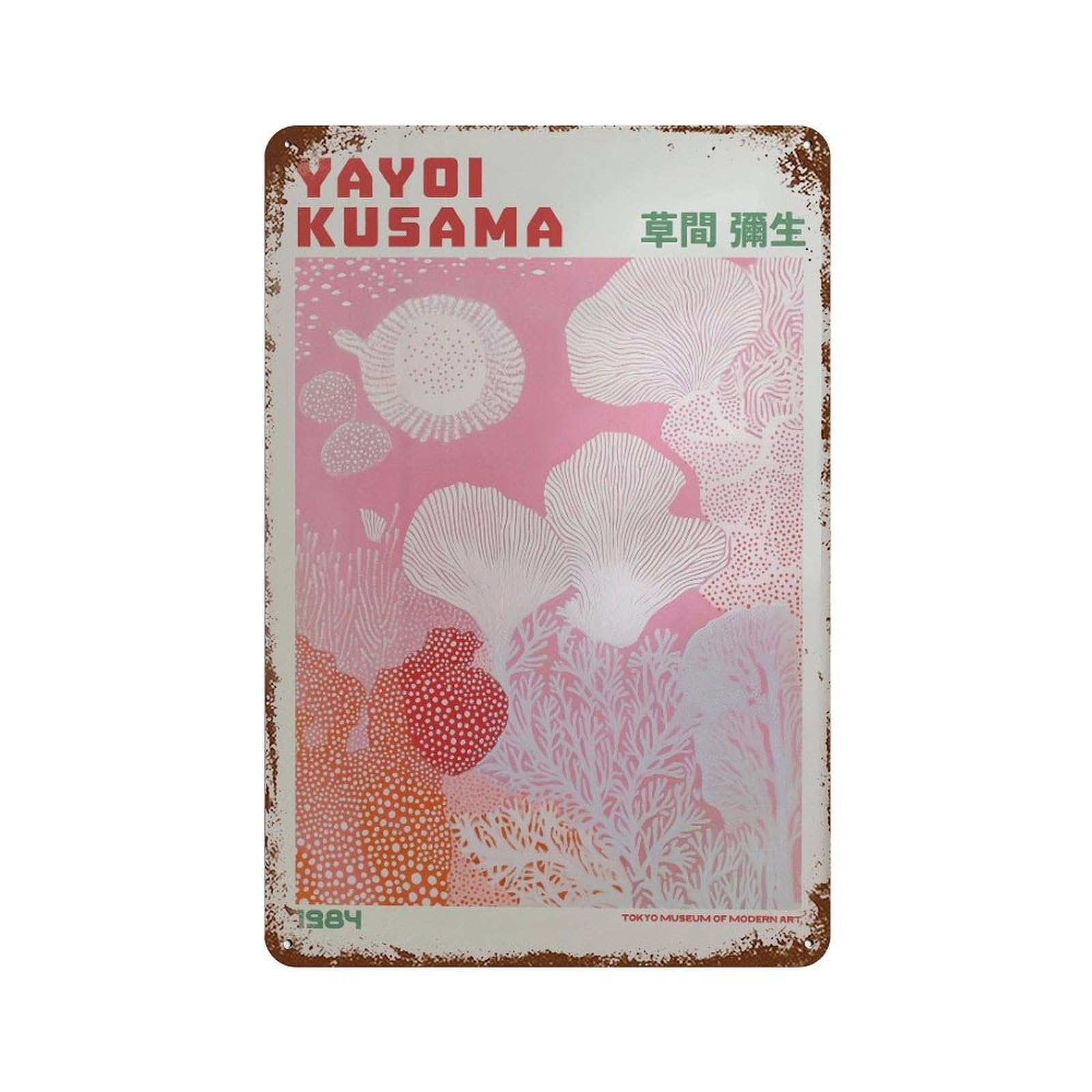 xiaoxiaoshen Yayoi Kusama Modern Exhibition Livingroom. Japandi Maximalist Wall Decor Art Metal Tin Poster Modern Home Decor Art Home Bar Shop Decorations Vintage Sign 30x20cm