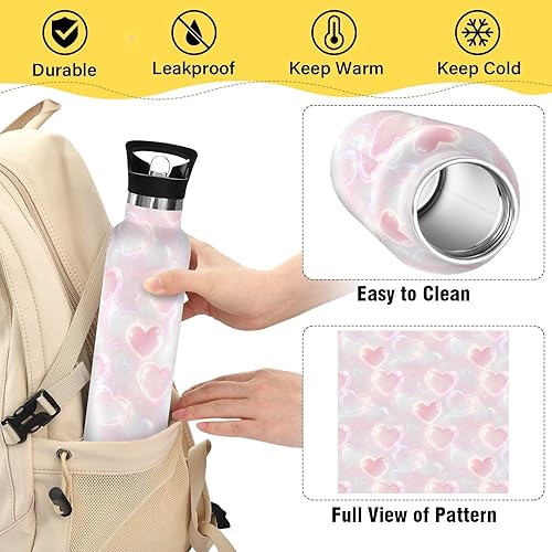 Miniatura 4 de Leakproof BPA Free Kids' Metal Water Bottle with Handle Heart Aura Seamless Vacuum Insulated for Sports, Travel, and School botellas de acero