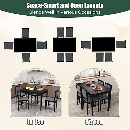 Miniatura 6 de NAFORT Juego de mesa de cocina para 4, juego de mesa de comedor y sillas de estilo moderno de mediados de siglo de 4 piezas, juego de mesa de cena