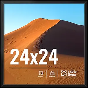 LaVie Home 24x24 Picture Frame for Wall Display, 24x24 Square Picture Frame with HD Plexiglas, 24 x 24 Poster Frame 1 Pack, Display Frame for Vertical or Horizontal, Black Classic Collection
