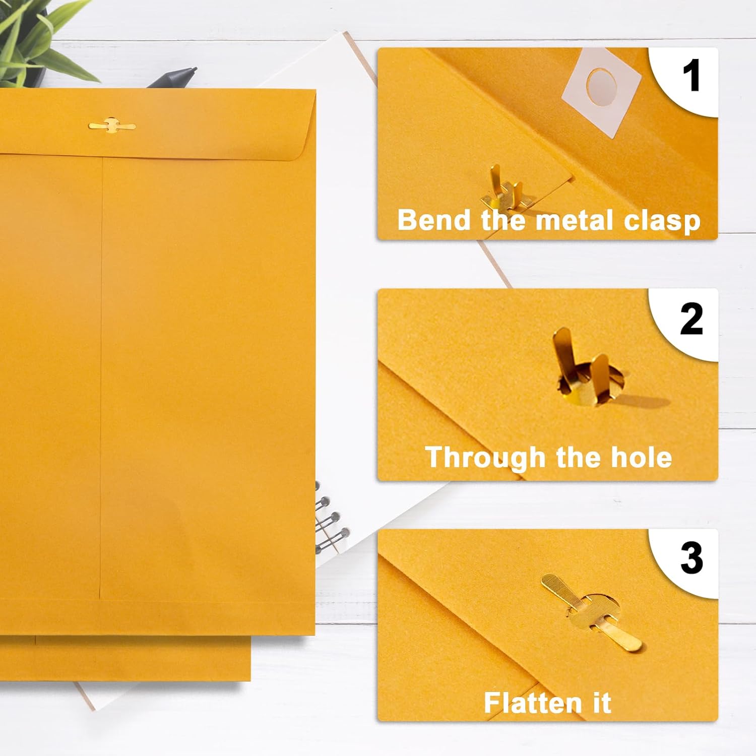 Clasp Envelopes 9x12, 100 GSM Paper, 100 Pack Goefun Brown Kraft Manilla Envelopes with Clasp Closure and Gummed Seal for Business, Legal, Office, Home and School