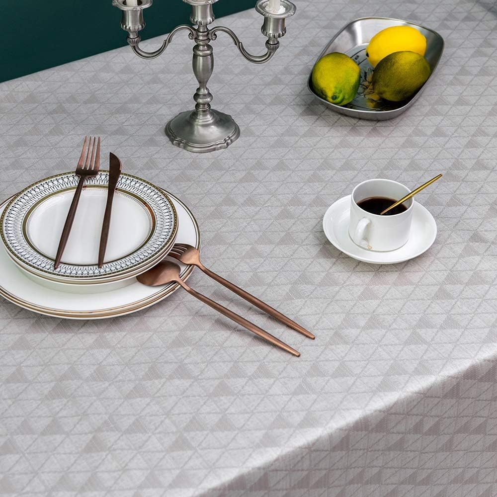 Waterproof Oilproof Wipeable Tablecloth Rustic Linen Style Fabric with TPU Vinyl Table Cloth Rectangle Table Cover for Kitchen Dining and Buffet Parties Camping