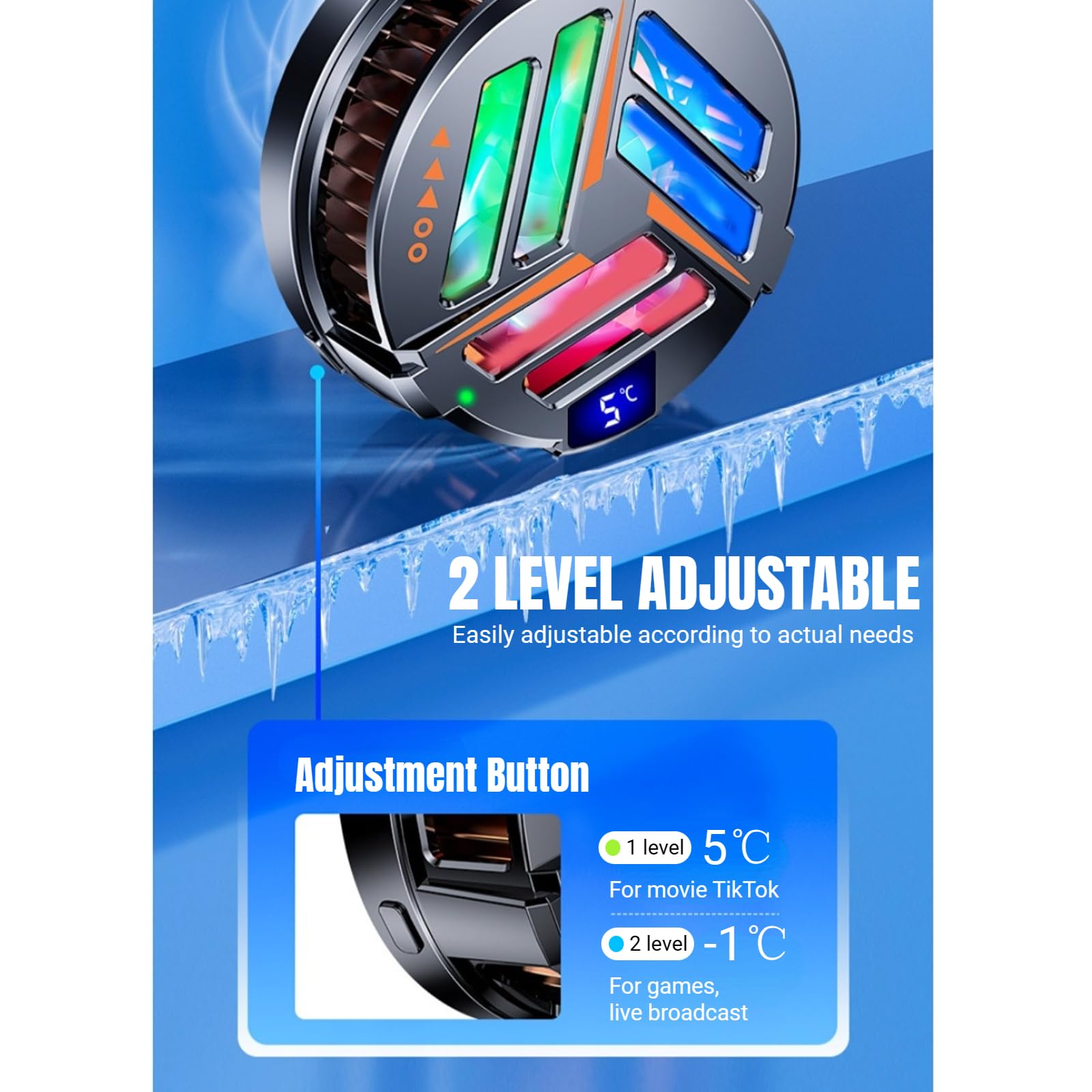 Raffreddatore Magnetico per Telefono Ventola di Raffreddamento per Gaming, Compatibile con 12, 13 e 14 Serie, Doppio Semiconduttore, LED per Smartphone/Tablet