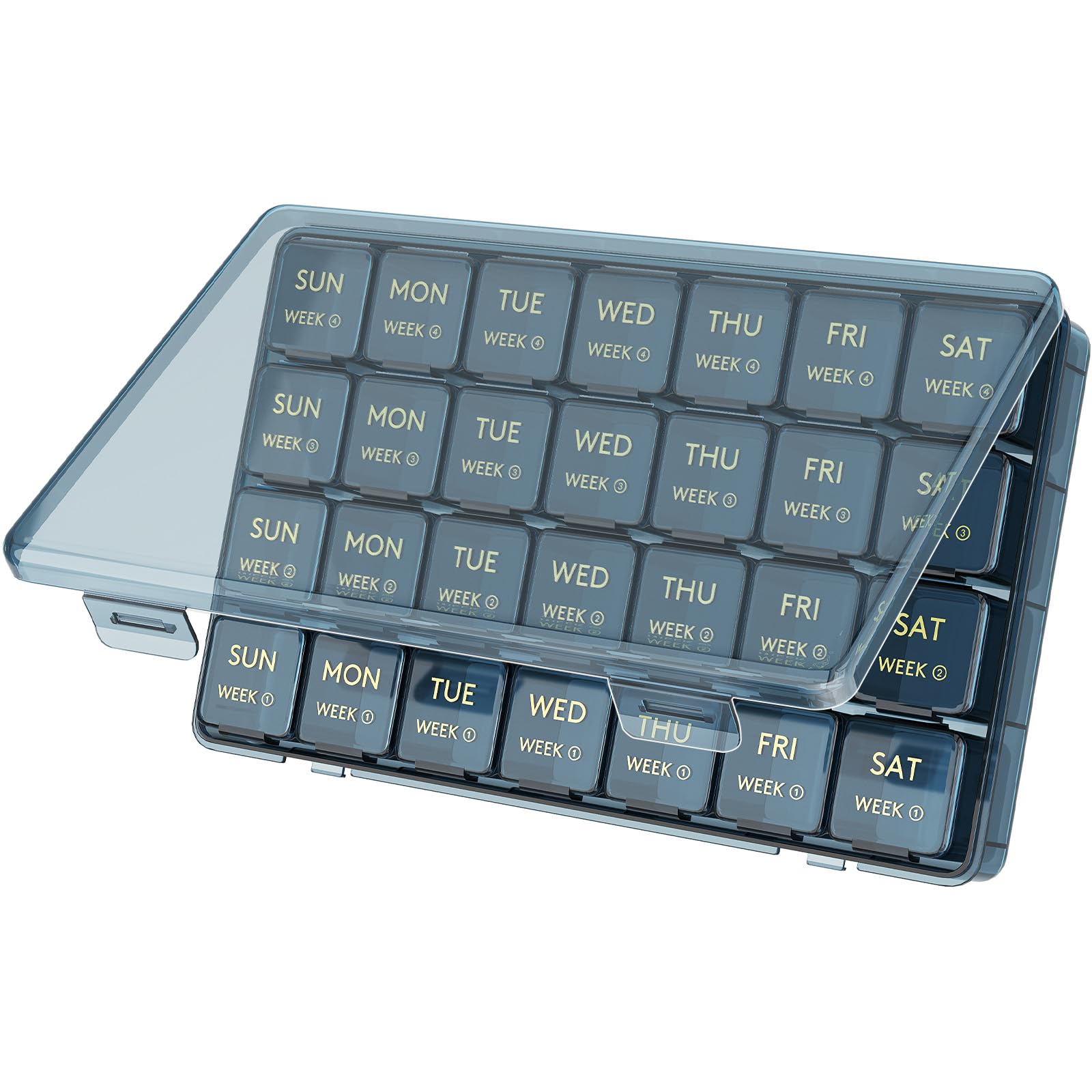 Lifewit Monthly Pill Organizer, 28 Day Pill Box, 4 Weeks One Month Vitamin Cases, Large Compartments Medicine Organizer for Fish Oils, Supplements, 28