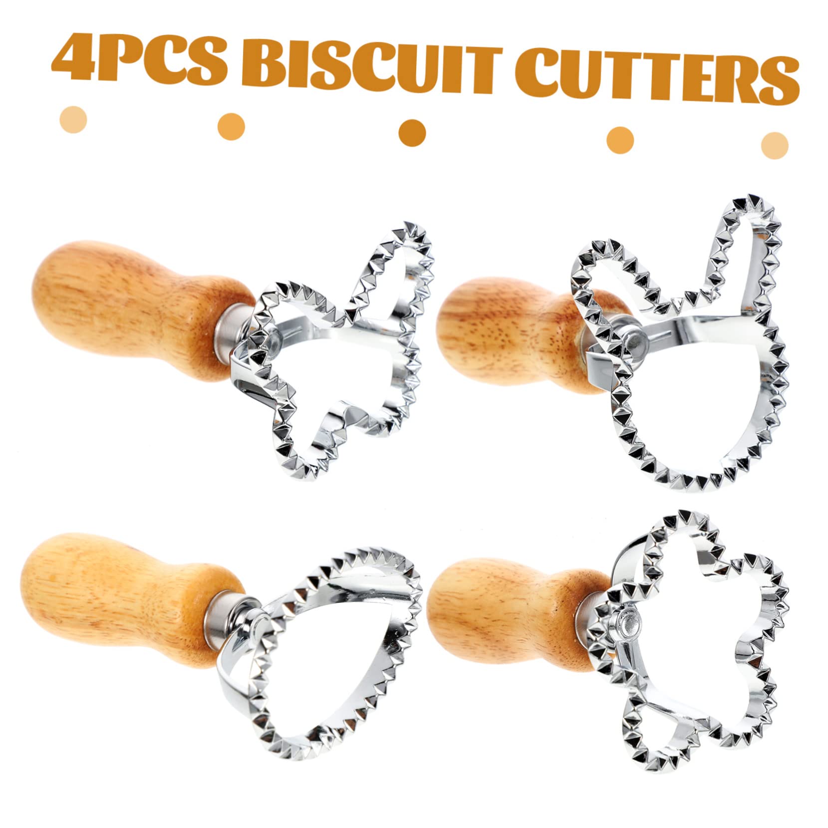 ABOOFAN 4 Sätze Keksform Runde Ausstecher Gebäckpresse Fondant Knödelhauthersteller Plätzchen-weihnachtsschneider Knödelmacher Kuchen Blech Knödel Zubehör Zinn Grad Scone Holz 4 Stück * 4
