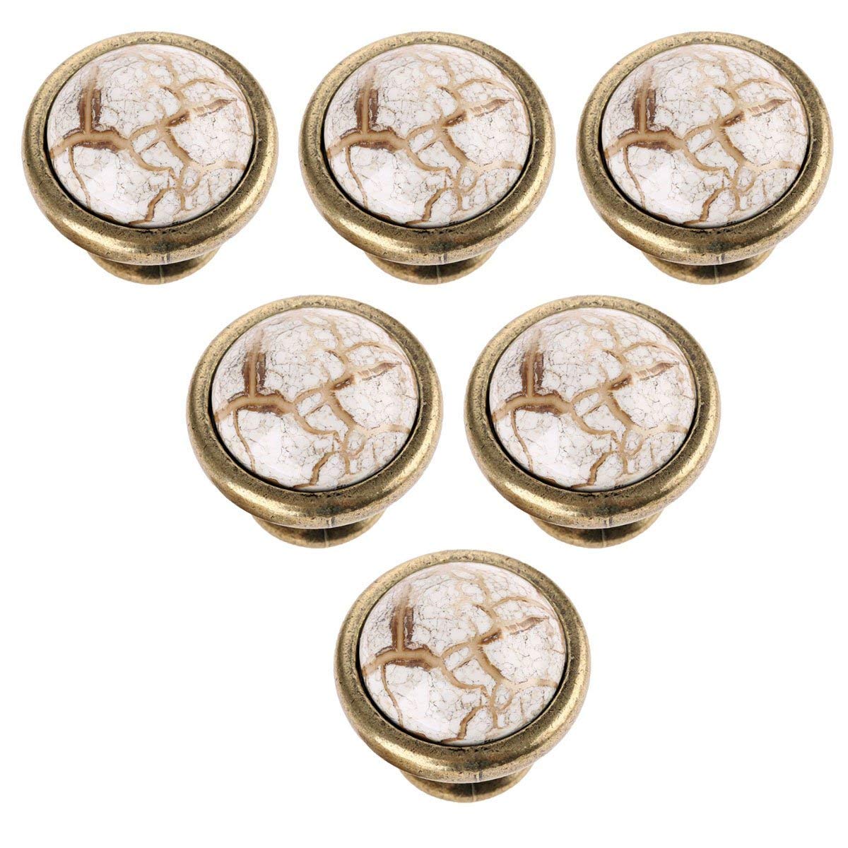 Cotby 6Pcs Pulls Antique Furniture Knobs And Handles Marble Ceramic Handle For Kitchen Cupboards Cabinet Door Knobs Drawer Pulls,Holedistance3.78(96Mm)(Singleholeb)