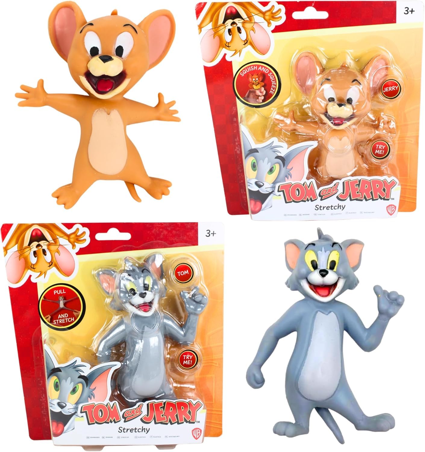 Tom & Jerry 5" 12cm Action Figures - Squishy Stretchy Figure Set