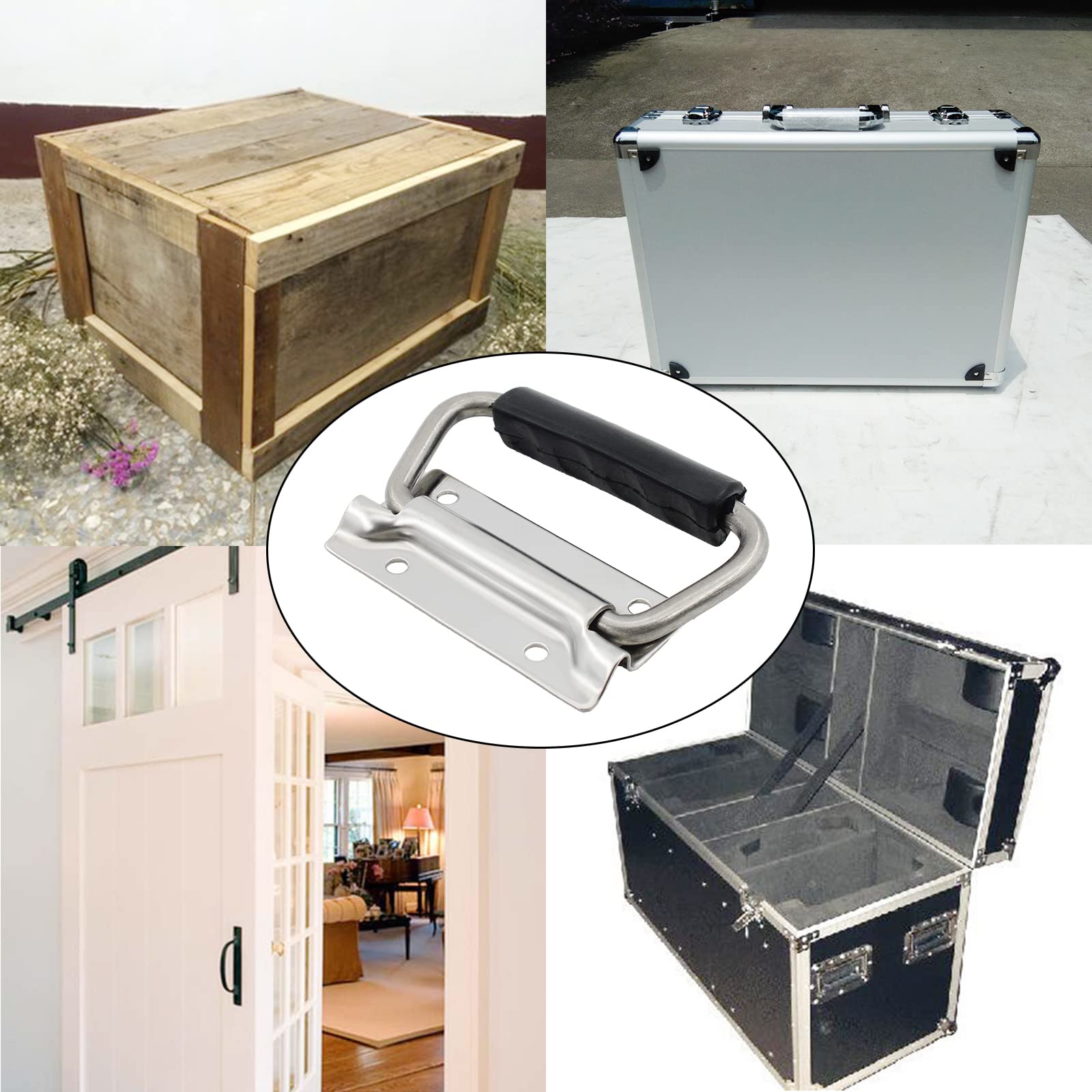 2Pcs Spring Loaded Pull Handles Surface Mount Chest Handle with Rubber Grip Handmade Chest Trunk Lifter Handle Pull — view 7