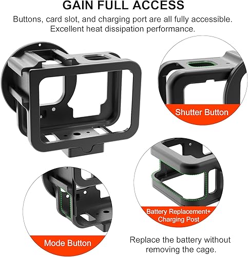 Miniatura 2 de PULUZ Funda de metal para GoPro Hero 11 NegroHero10 NegroHero 9 Carcasa protectora negra Carcasa de aleación de aluminio CNC jaula protectora con