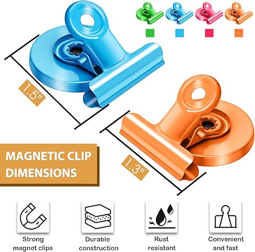 Miniatura 6 de Paquete de 8 imanes para refrigerador, clips magnéticos para refrigerador, sin arañazos, clips magnéticos resistentes, perfectos para listas de