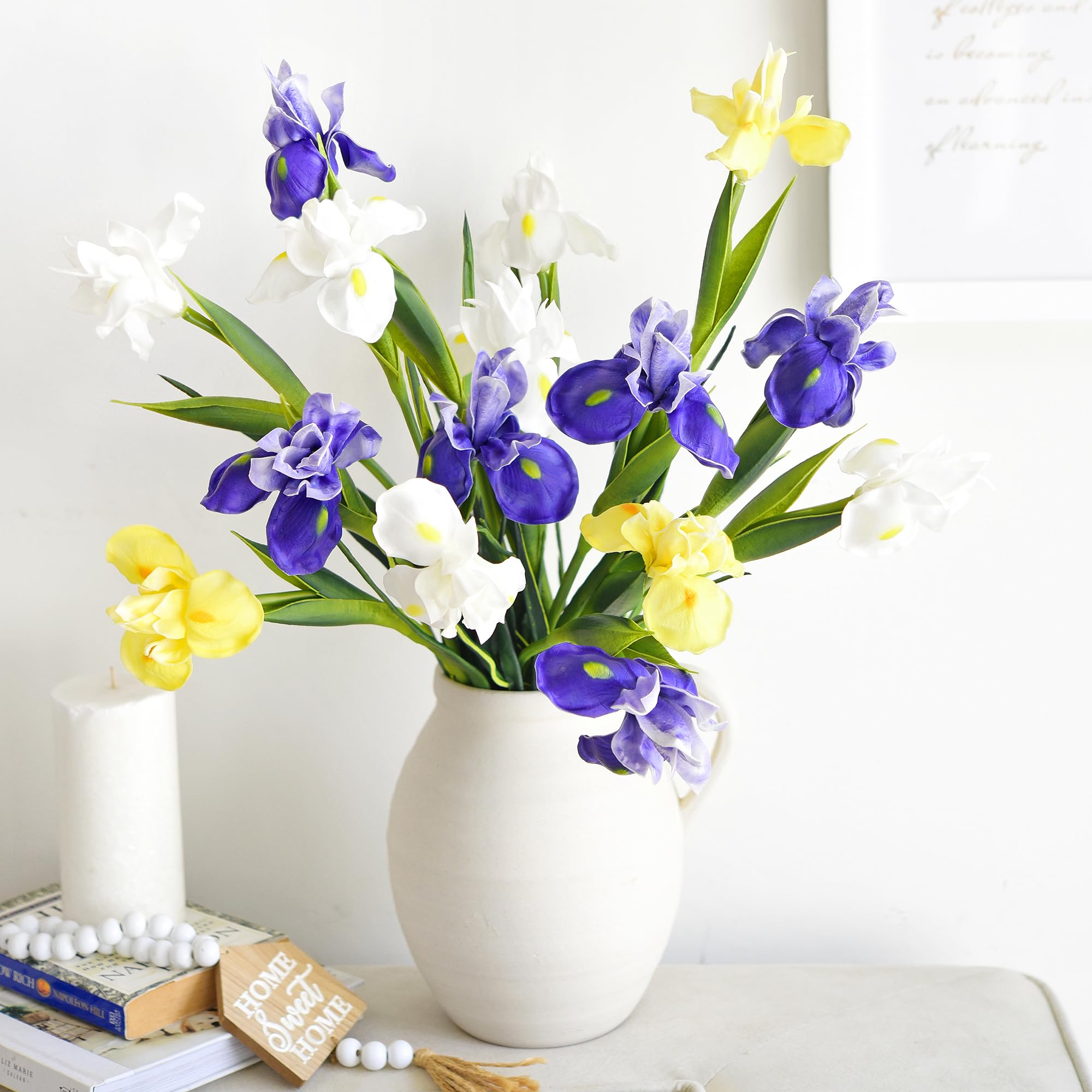 FiveSeasonStuff Künstliche Iris Blumen für Dekoration, Hochzeit, Braut, Zuhause, Küche, Party, Dekoration, 6 Lange Stiele (50 cm), echt aussehende Blumenarrangements, Violett