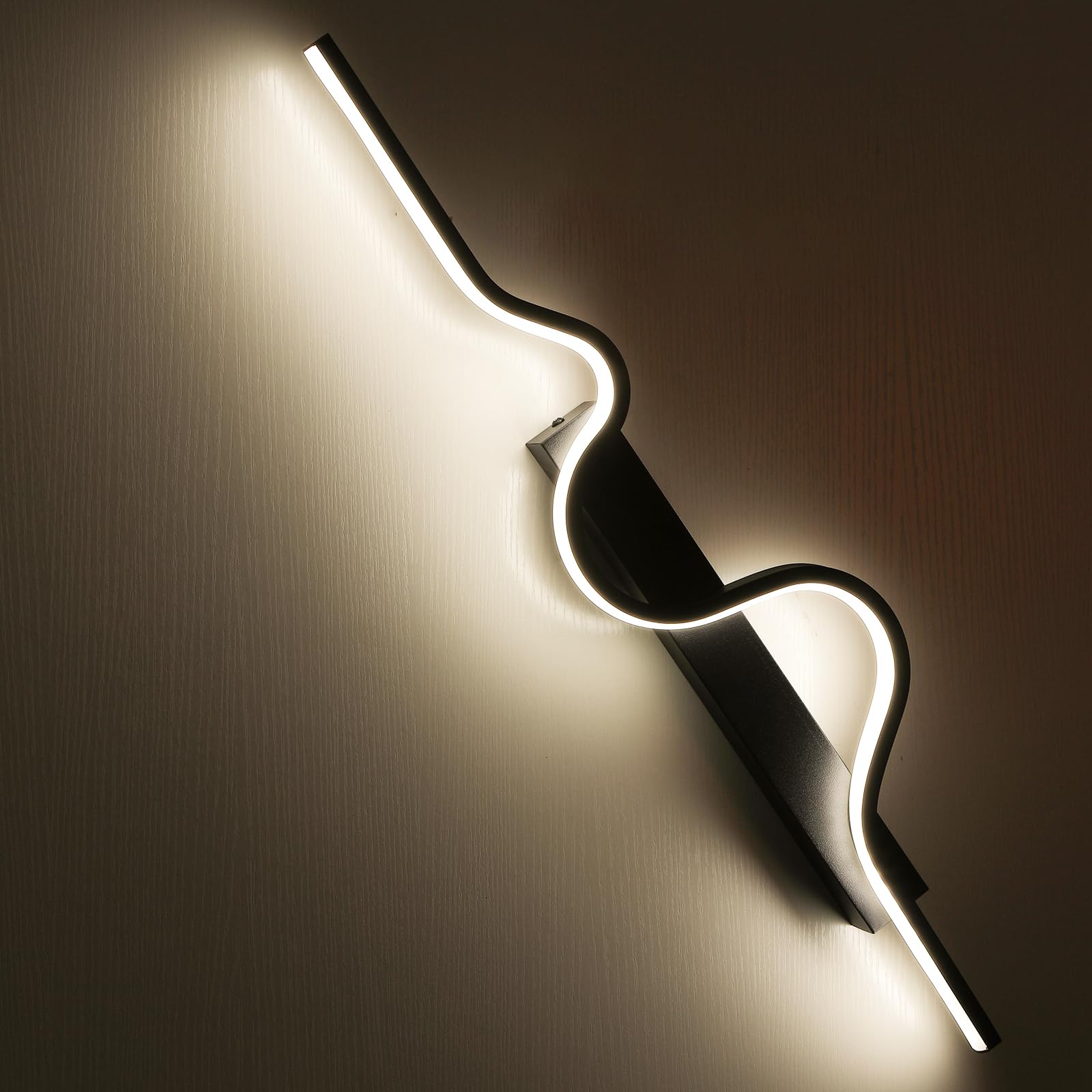 LIGKIN LED Indoor Wall Lamp 20W Creative Wave Wall Lamp 4500K Neutral Light Acrylic Modern Room Staircase Hallway Light, 60CM — image 1