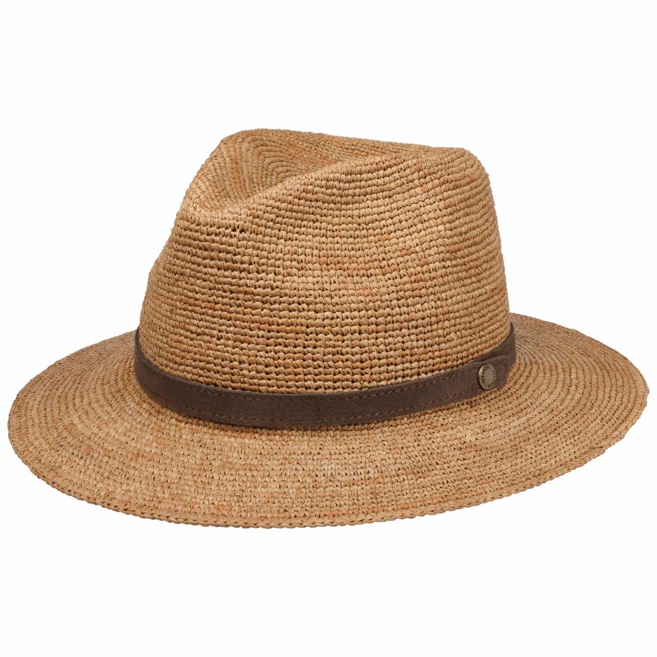 Stetson Chapeau en Paille Crochet Rollable Femme/Homme - Made in France D'Ete de Raphia Soleil avec Bandeau Cuir, Cuir Printemps-ete Printemps Ete